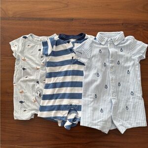 Set of Three Nautical Rompers